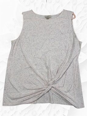 LOFT Speckled Light Gray Twist-Front Sleeveless Tank
